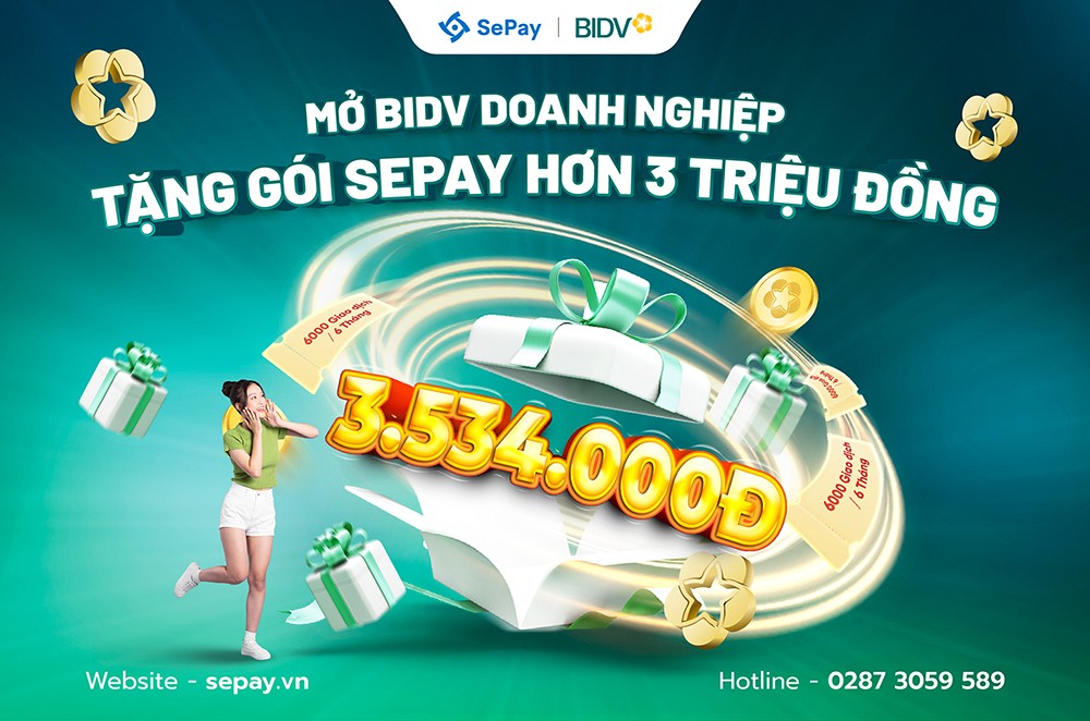 Ngày 10/03/2025, Công ty Cổ phần SePay cùng Ngân hàng Thương mại Cổ phần Đầu tư và Phát triển Việt Nam (BIDV) chính thức công bố chương trình khuyến mãi hợp tác mang đến cơ hội hấp dẫn cho các doanh nghiệp tại Việt Nam