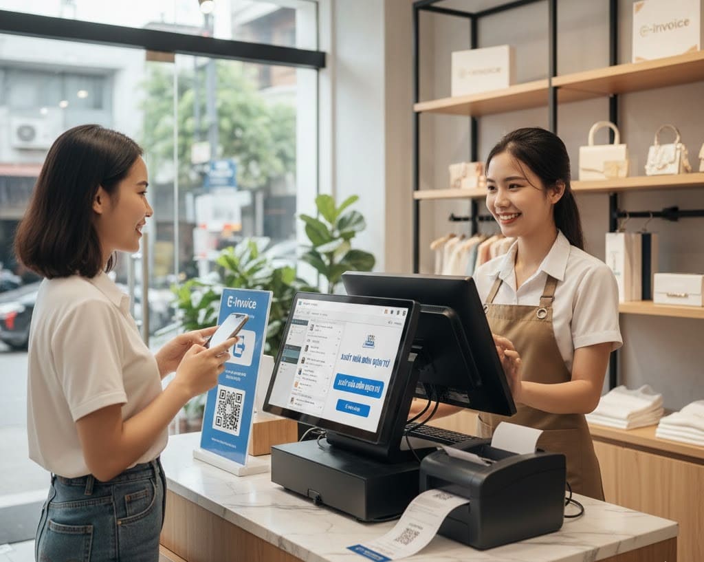 Cửa hàng bán lẻ - POS system and retail environment