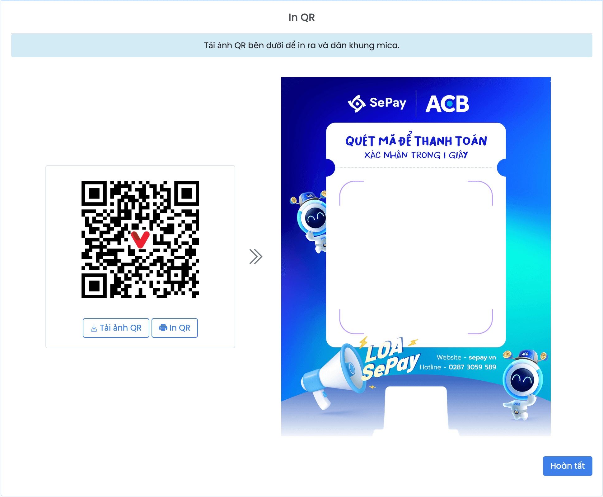 In QR và dán vào mica của loa ACB