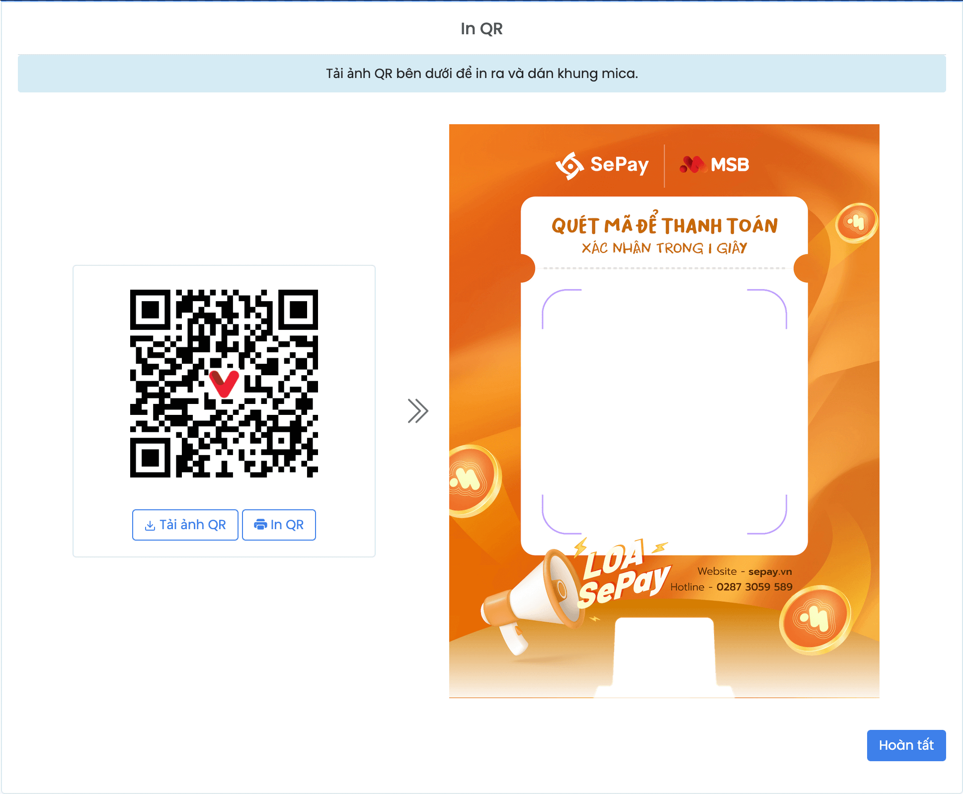 In QR và dán vào mica của loa MSB