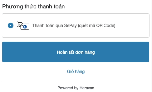 Select SePay in checkout Haravan