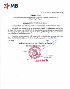 Thông báo xác nhận hợp tác giữa MB Bank và SePay