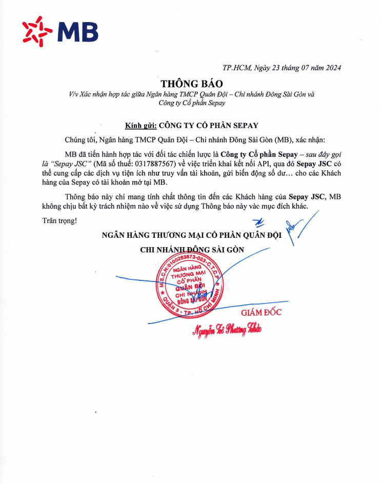 MBBank chứng nhận