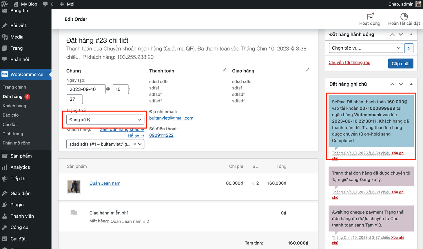 Cấu hình plugin SePay cho WooCommerce trong trang quản trị