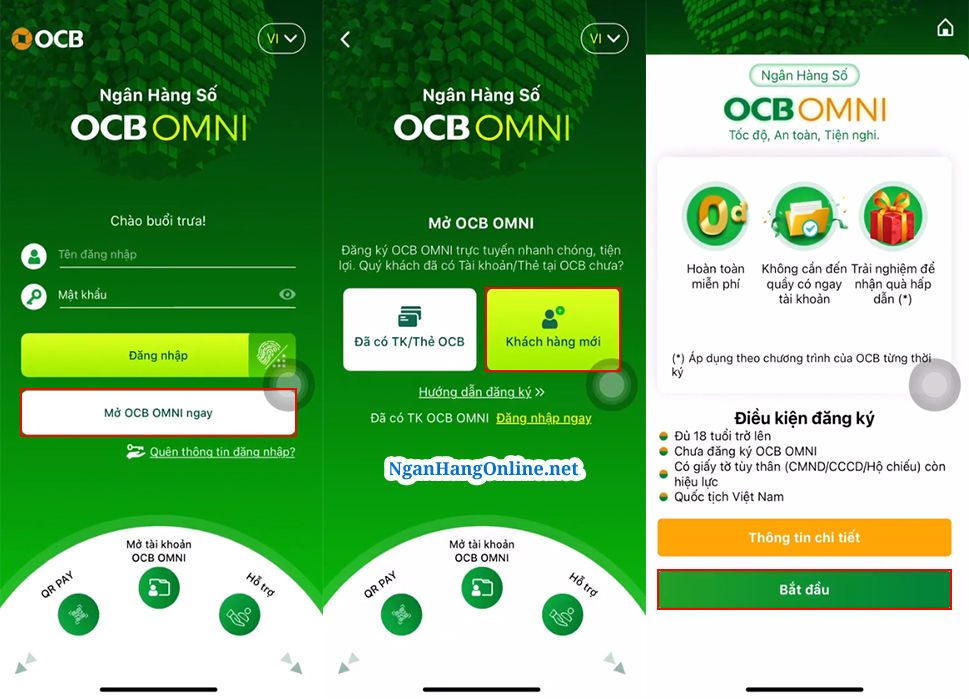 Hướng dẫn mở tài khoản ngân hàng OCB OMNI trực tuyến