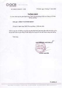 Văn bản xác nhận hợp tác giữa ngân hàng OCB và SePay
