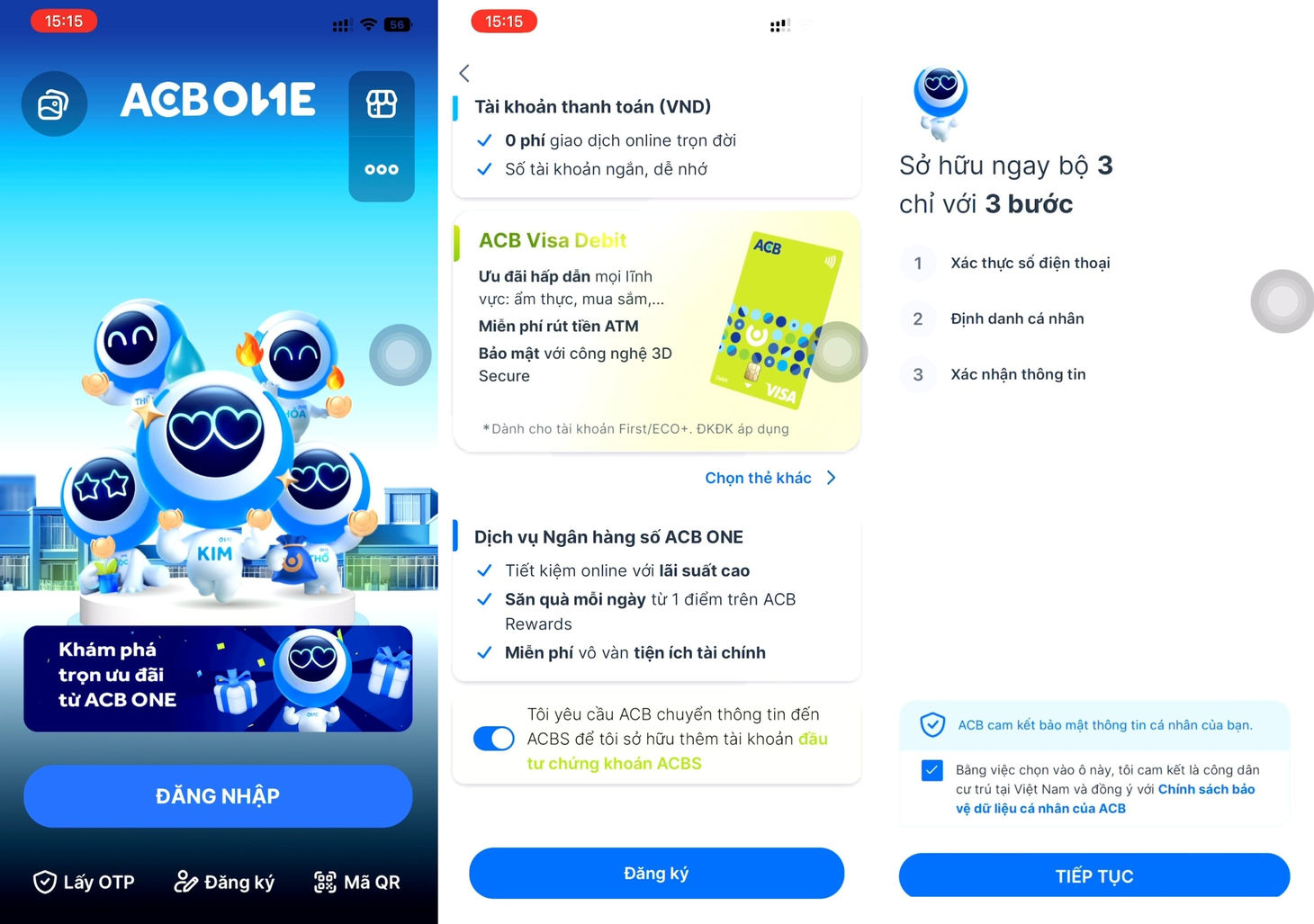 Đăng ký mở tài khoản ACB ONE và chọn số tài khoản