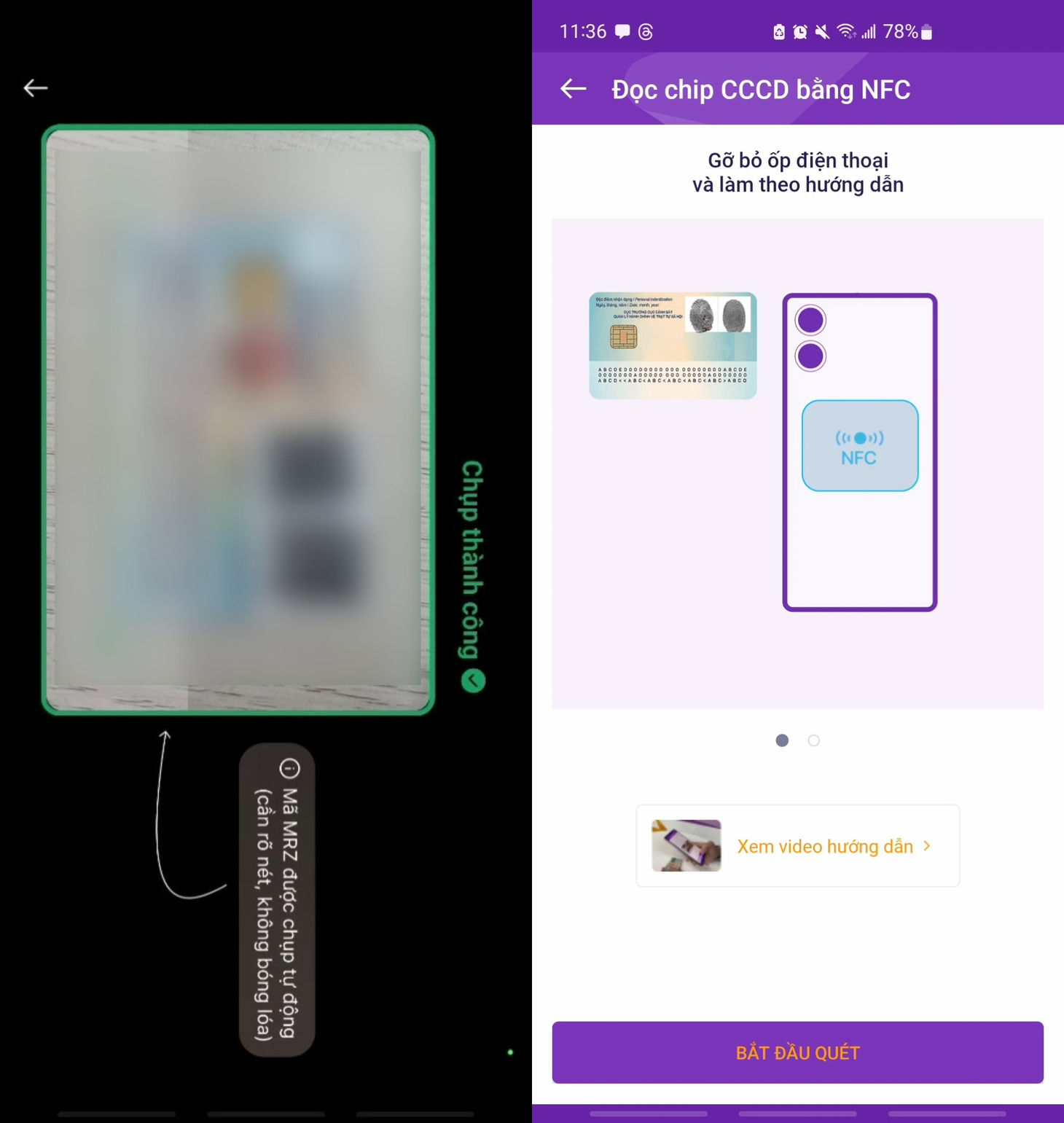 Quét CCCD gắn chip bằng NFC khi mở tài khoản TPBank