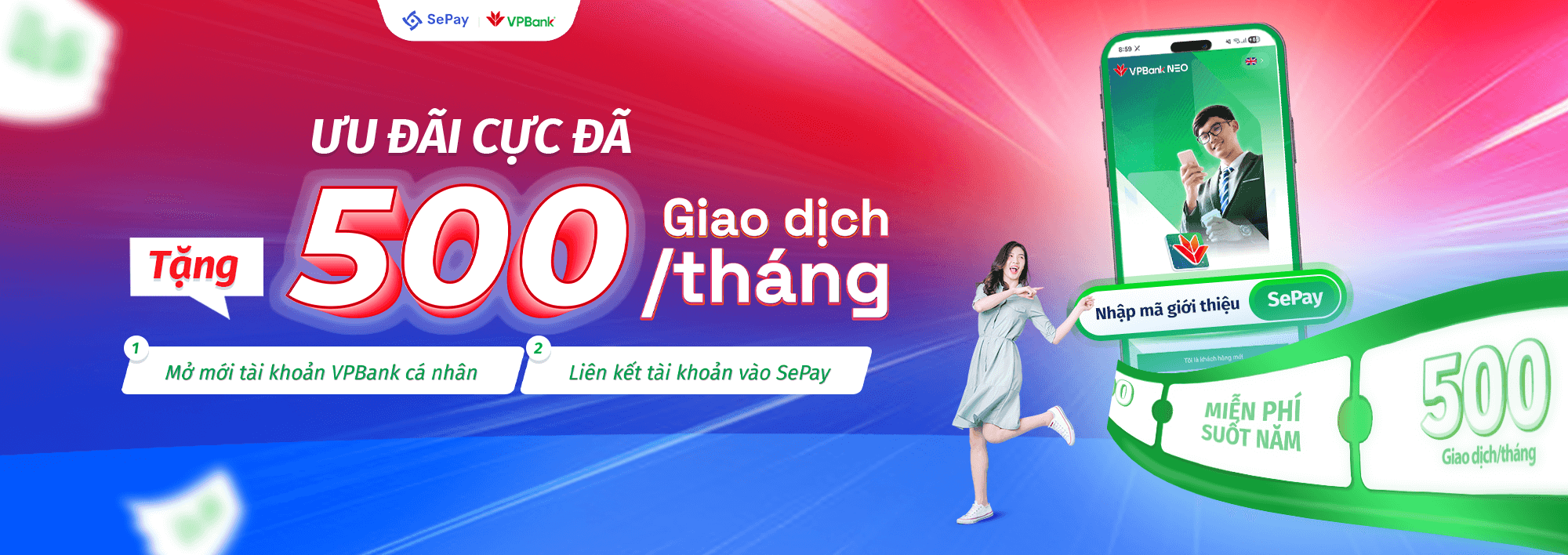 Ưu đãi cực đã tặng gói SePay 500 giao dịch/tháng suốt năm
