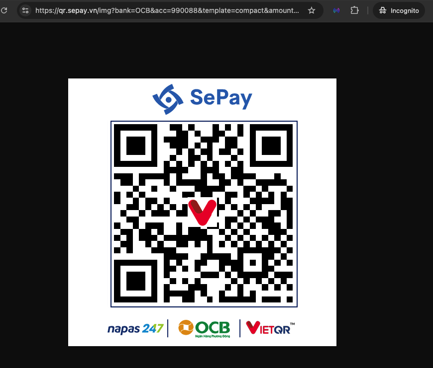 Kết quả tạo mã QR ngân hàng chuẩn VietQR