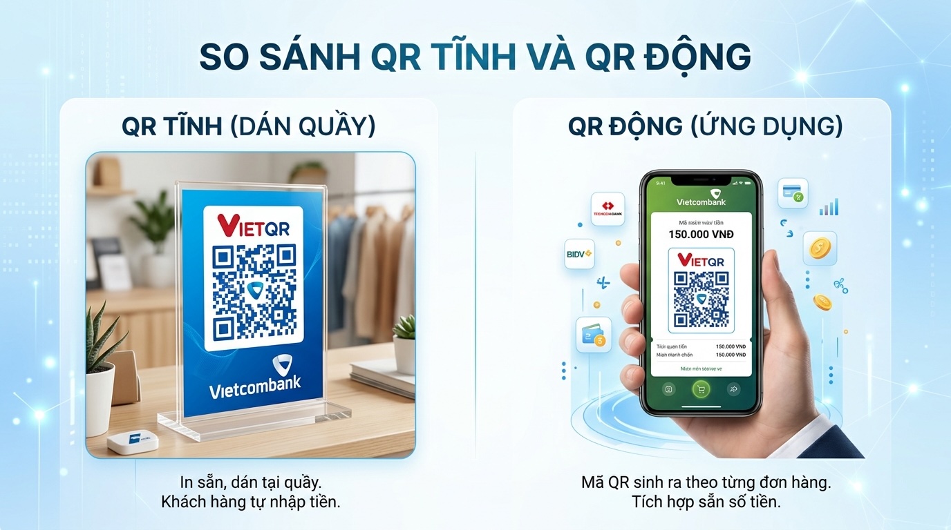 So sánh QR tĩnh và QR động