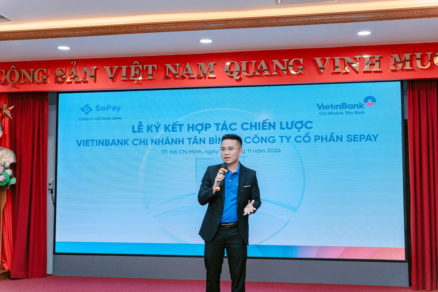 Giám đốc SePay phát biểu tại lễ ký kết hợp tác với VietinBank