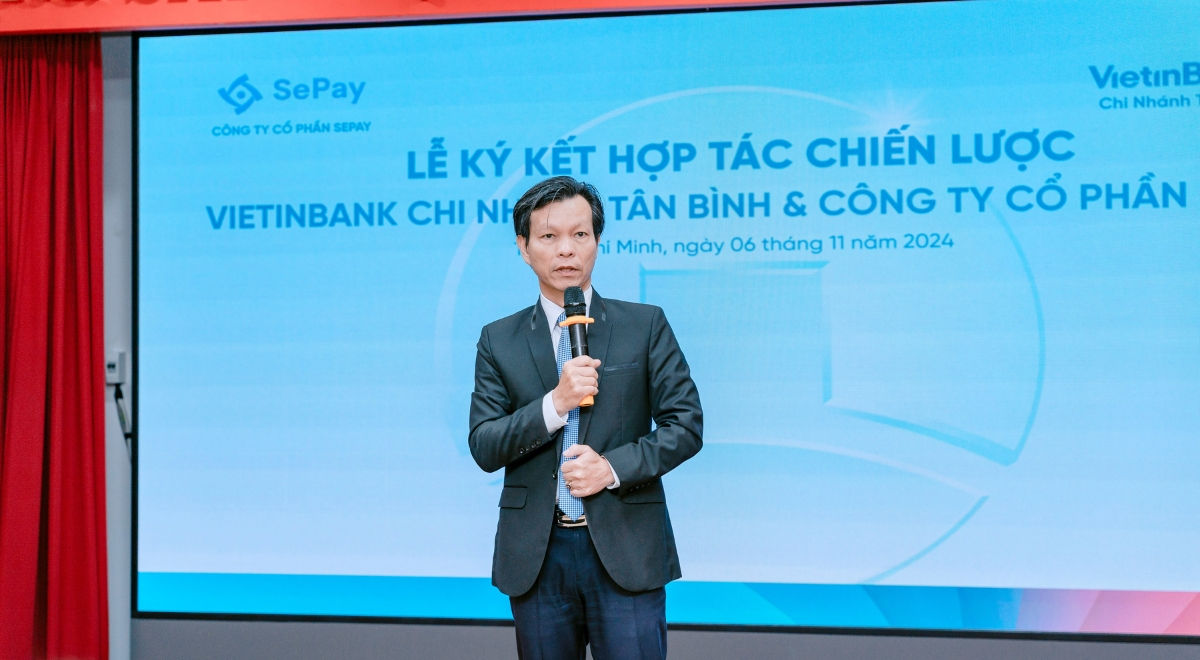 Giám đốc Vietinbank phát biểu tại lễ ký kết hợp tác với SePay