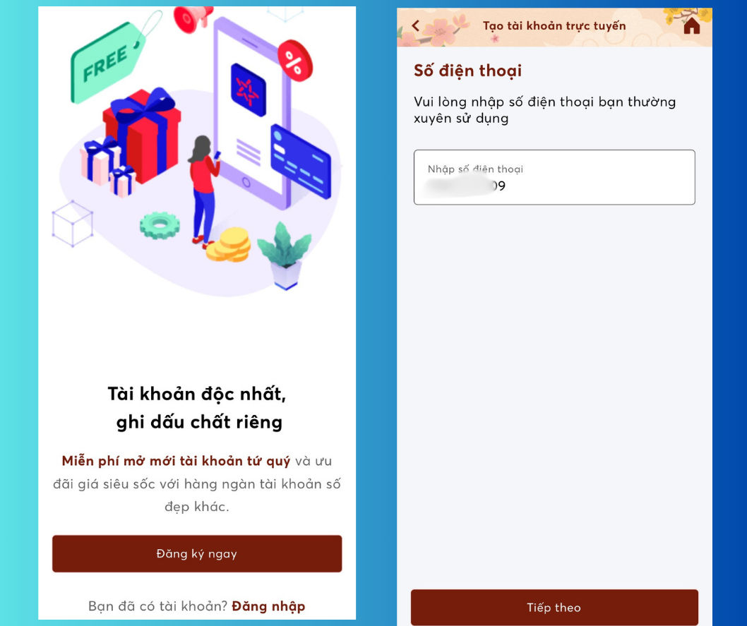 Giới thiệu tính năng tài khoản số đẹp và nhập số điện thoại trên app MBBank