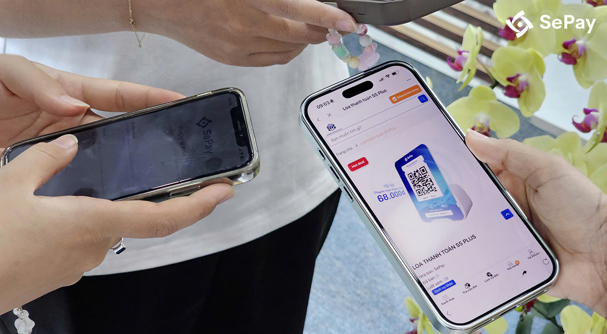 Thao tác thanh toán bằng QR trên điện thoại