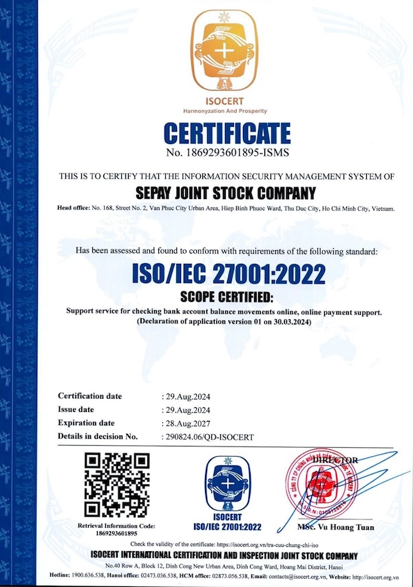 Chứng chỉ ISO 27001